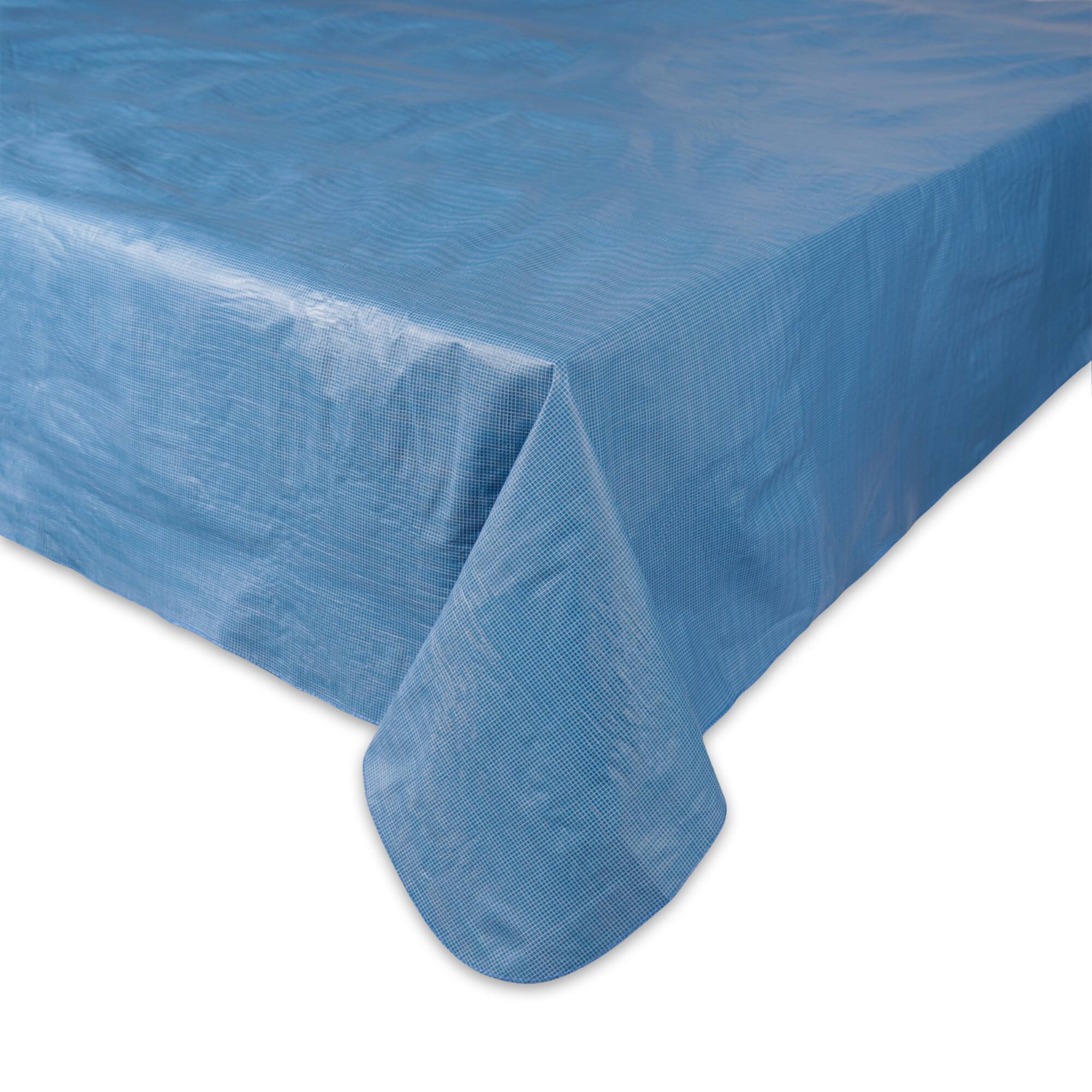 Solid Blue Vinyl Tablecloth 60" x 102"